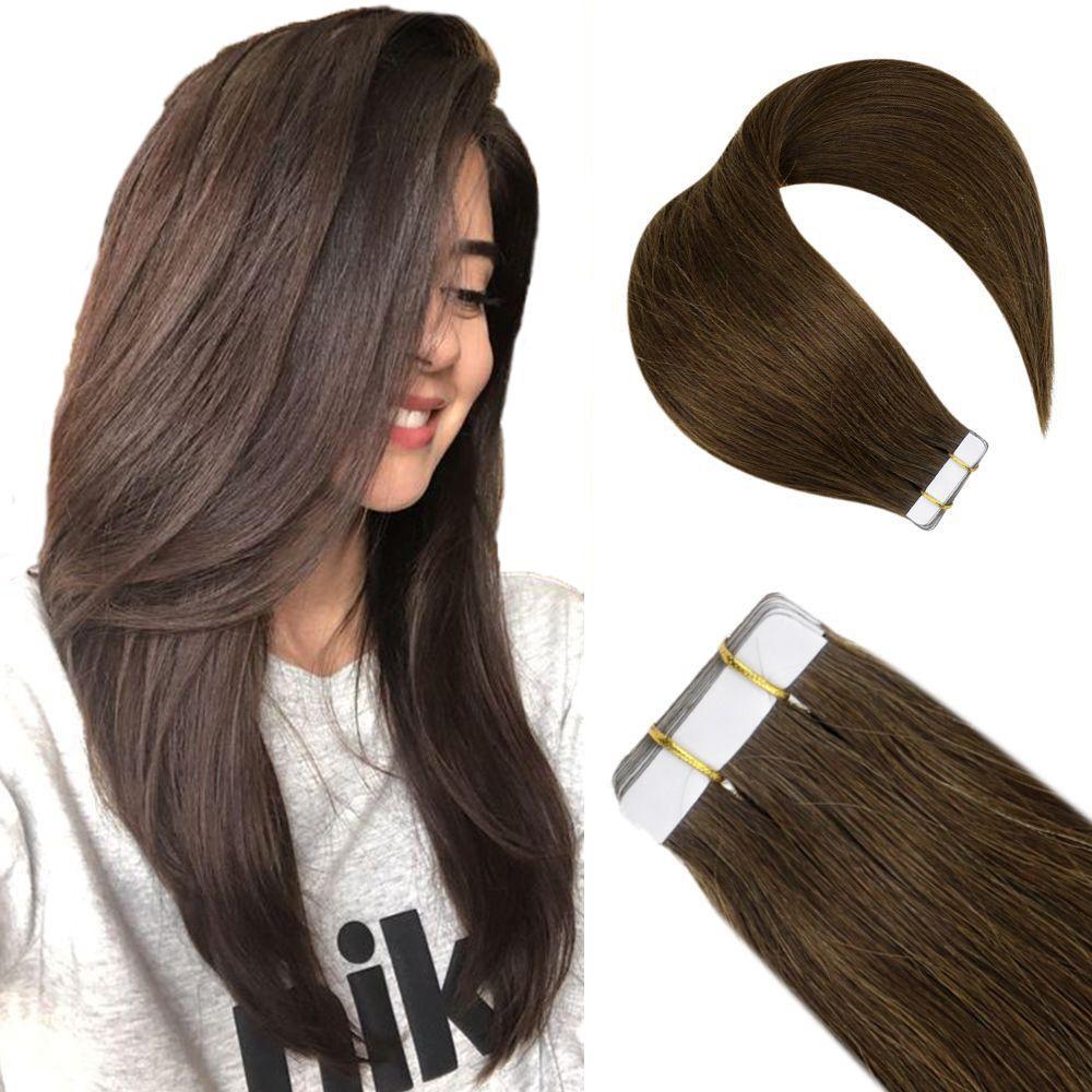 Human hair on sale extensions dark brown