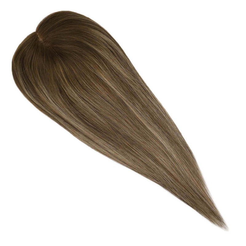 [150% Density] Hair Topper Toupee Human Hair Balayage Brown Mixed Blonde #4/27/4